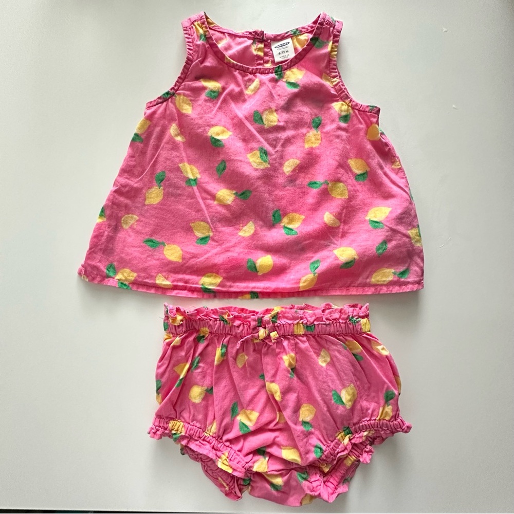 Old Navy Pink Lemon Print Baby Matching Set 6-12M